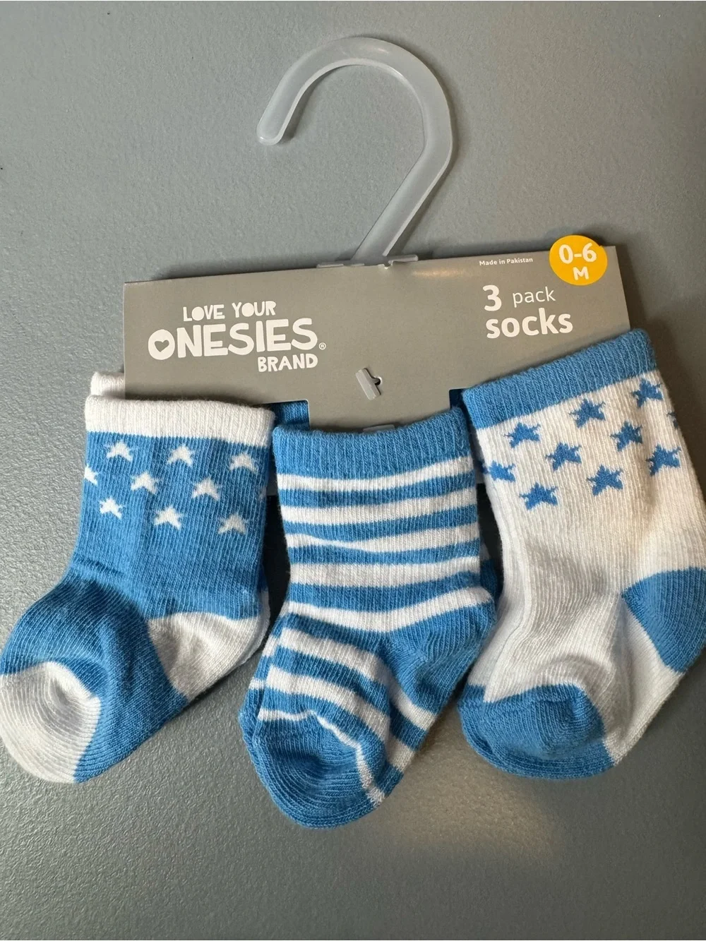 Gerber blue and White Baby Socks 3-Pack 0-6 months up to 16lbs thick socks comfy